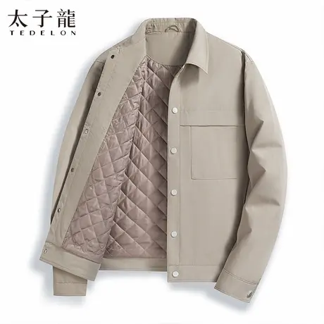 【斜纹夹棉】太子龙翻领夹克男秋冬保暖外套25新款商务茄克厚棉衣商品大图