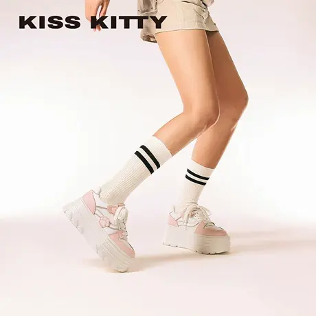 KISSKITTY秋季25新款粉色厚底女鞋增高百搭板鞋通勤休闲运动鞋商品大图
