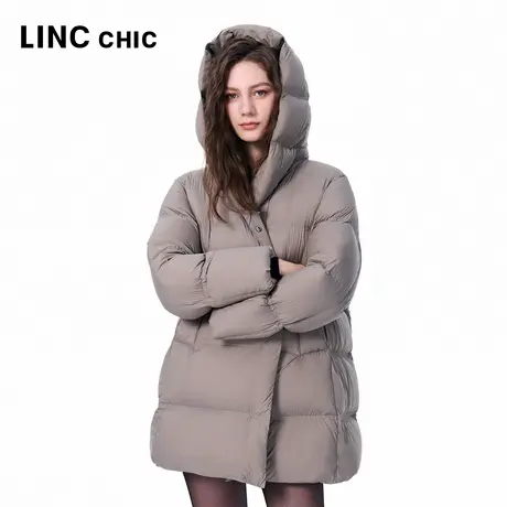 【好物体验专享】LINC金羽杰25冬新品围裹感无胆超轻中长款羽绒服商品大图