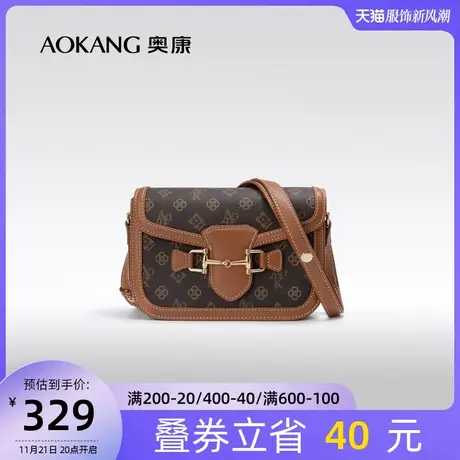 奥康女包包新款单肩包时尚印花几何图案高档轻奢小方包潮流图片