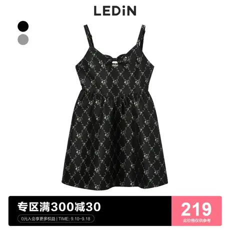 乐町蝴蝶结吊带连衣裙春季女小黑裙C2FAC4101商品大图