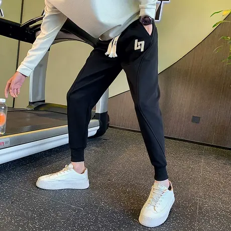 加绒加厚卫裤潮牌束脚裤痞帅运动裤2023新款男裤冬季休闲裤子ins商品大图