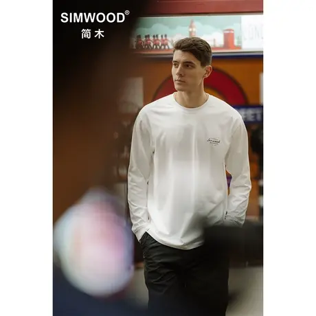 Simwood简木男装【宽松版型】SORONA 240g 新款圆领休闲长袖T恤男图片