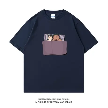 夏季潮牌休闲趣味印花短袖t恤男ins港风纯棉简约宽松半袖体恤衫商品大图