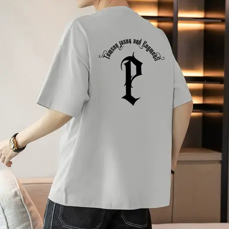 250g重磅纯棉t恤男短袖美式潮流宽松圆领体恤全棉半袖夏季上衣服商品大图