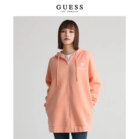 【38上新季】GUESS简约学院风运动oversize拉链连帽卫衣外套图片