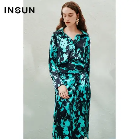 INSUN恩裳线上专选春季水墨印花垂顺衬衫图片