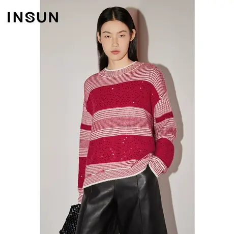 COVER冬季亮片落肩宽松遮肉毛织衫商品大图