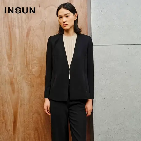 INSUN恩裳线上专选秋季环保醋酸无领干练西装商品大图