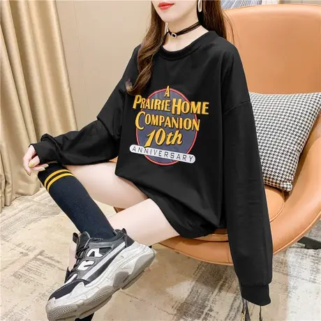 卫衣女宽松韩版2023新款春秋季薄款纯色长袖上衣服慵懒外套潮ins商品大图