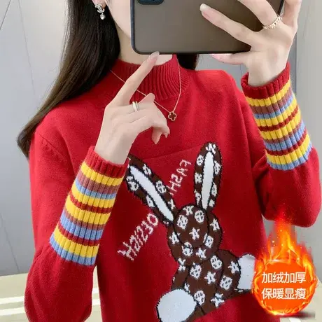半高领毛衣女加厚秋冬装2023年新款爆款针织打底衫内搭外穿洋气春商品大图