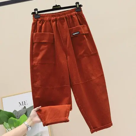 2023秋款纯色哈伦裤女简约百搭大口袋显瘦宽松直筒时尚萝卜裤长裤图片