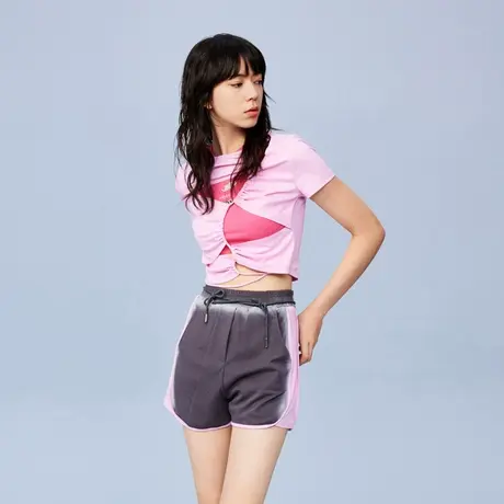 RIENYRE休闲裤女2023新款夏季薄款裤子日系慵懒坠感直筒宽松短裤商品大图