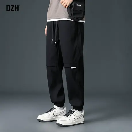 男生黑色灯芯绒裤子男春夏潮牌宽松束脚休闲裤百搭2023新款哈伦裤商品大图