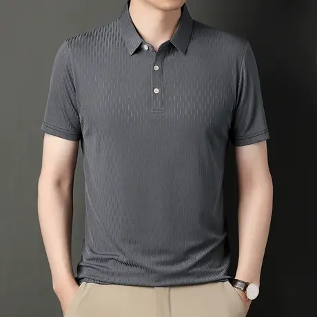 夏季短袖t恤男潮流翻领POLO衫男士纯色冰丝薄款体恤新款上衣服男图片