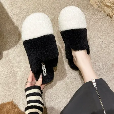 羊羔毛毛拖鞋女外穿包头2024秋冬新款懒人一脚蹬毛绒毛毛鞋棉拖鞋商品大图