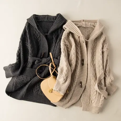 麻花针织开衫外套2021春季新款毛衣外套女温柔慵懒风早春穿搭文艺商品大图