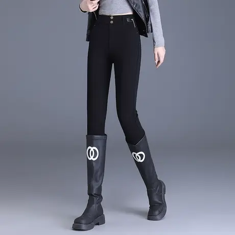 加绒打底小黑裤女冬季2023新款高腰修身小脚裤百搭铅笔靴裤休闲裤图片