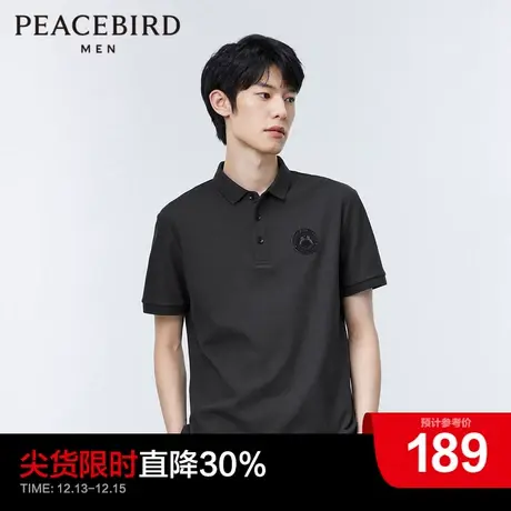 太平鸟男装 夏季男士修身商务polo衫徽章刺绣休闲上衣纯棉简约t恤图片