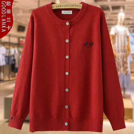 加肥加大码中年妈妈春装针织衫宽松时尚简约百搭圆领薄款毛衣外套图片