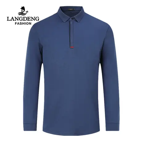 浪登半拉链翻领含山羊绒体恤男2024春季长袖商务t恤polo衫打底衫图片