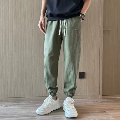 束脚休闲裤男春季纯色简约运动裤长裤夏季潮牌痞帅宽松卫裤工装裤商品大图