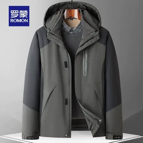 【可拆卸内胆】罗蒙冲锋衣爸爸秋冬装外套男士短款中老年棉衣棉服图片