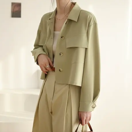 嘉茱莉2023秋季新款休闲韩系短外套女短款休闲小个子高级感短外套商品大图
