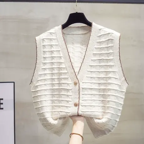 v领麻花毛衣坎肩女2023秋装新款宽松外穿马夹针织开衫马甲背心潮商品大图