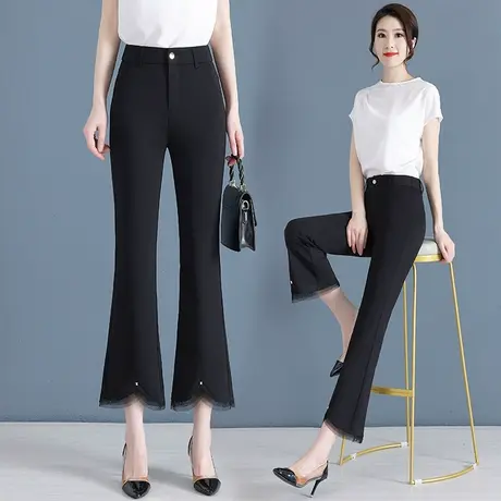 夏季微喇裤女时尚休闲设计感鱼尾款喇叭裤2023年气质九分裤马蹄裤图片
