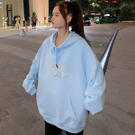 美式vintage卫衣女2021宽松韩版潮ins设计感小众上衣春秋薄款外套图片