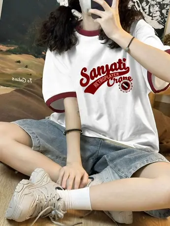 夏季仿棉短袖t恤女2023新款港味chic漂亮时尚小众设计感洋气上衣图片