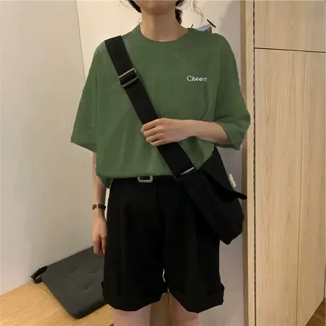 夏季新款小众设计感薄款别致ins潮上衣服甜酷白色短袖宽松T恤女装商品大图