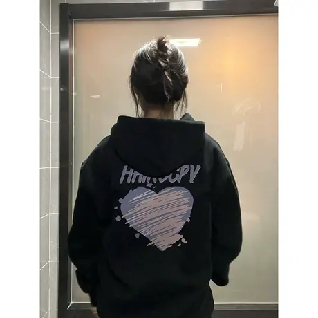 oversize设计感连帽卫衣女秋冬加绒加厚ins潮牌宽松慵懒大码外套商品大图