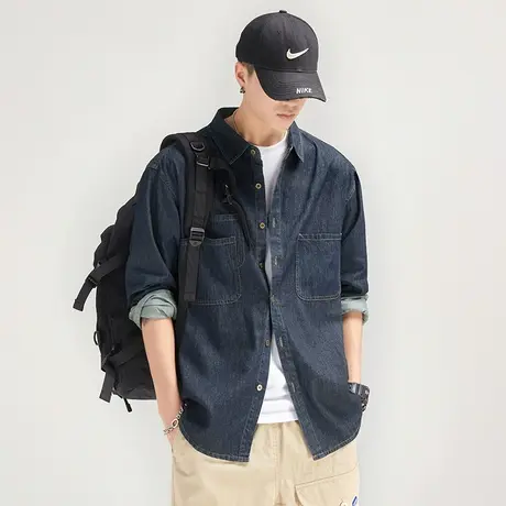 Modi Nick/摩帝尼克复古休闲潮流男士衬衫不规则叠层口袋长袖外套商品大图