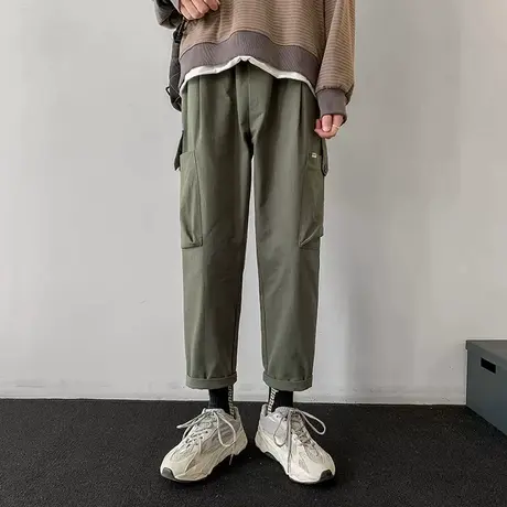 军绿色日系cityboy工装裤男高级垂感vintage直筒裤子高街ins潮牌商品大图