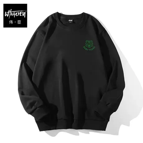 伟臣2022春装新品大码男士圆领卫衣胖子加肥加大宽松纯棉卡通上衣商品大图