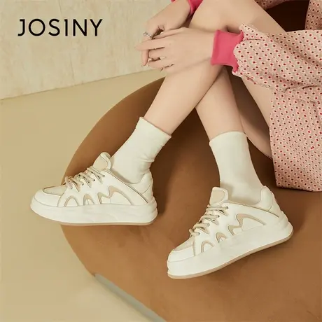 Josiny/卓诗尼小白鞋女款2024新款春季时尚厚底休闲学生通勤板鞋商品大图