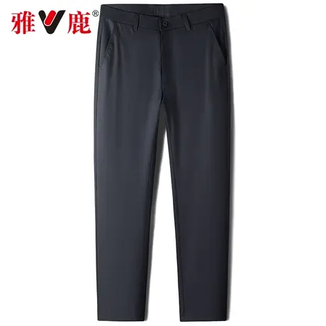 [含桑蚕丝]雅鹿男士时尚休闲裤2024春季新款简约百搭弹力直筒裤子图片