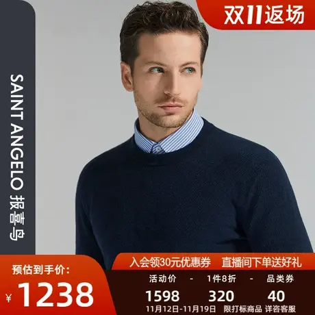 【BABY羊绒】报喜鸟秋季男商务休闲套头保暖羊绒衫直筒圆领针织衫图片