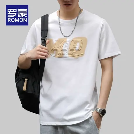 罗蒙短袖T恤男夏季宽松圆领2025新款男装上衣服薄款透气半袖体恤图片