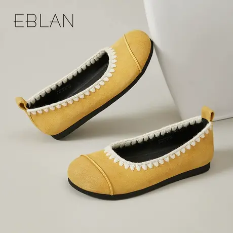EBLAN/伊伴女鞋2025春季新款百搭时尚复古轻便休闲鞋透气浅口单鞋图片