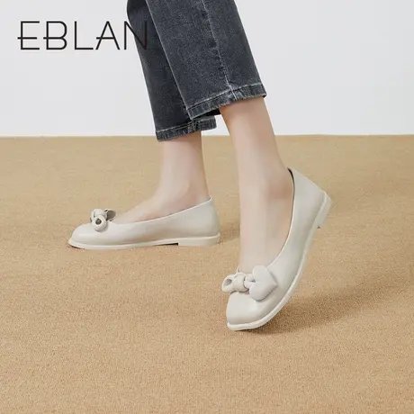 伊伴春季女鞋浅口法式优雅单鞋羊皮舒适通勤约会平底鞋休闲鞋商品大图