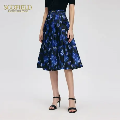 Scofield女装通勤度假风印花半身裙法式伞摆半身裙2025夏季新品图片