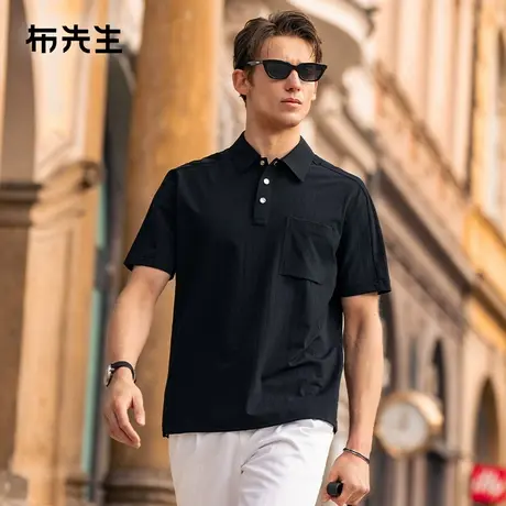 MrBu布先生马鞍肩POLO衫T恤2025夏新款宽松减龄舒适男短袖ET16228商品大图