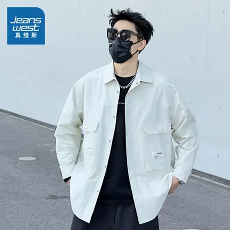 G8真维斯男款2025春季新款潮流cleanfit百搭工装风男夹克翻领外套图片
