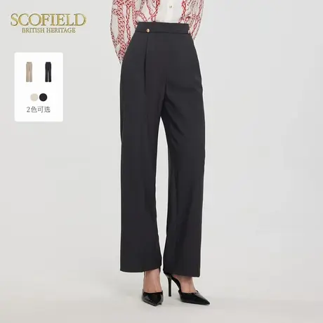 Scofield女装职场通勤阔腿裤前褶设计高腰休闲裤2025夏季新品图片