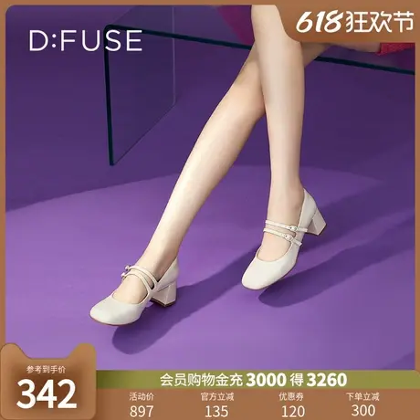 DFuse早秋漆皮圆头玛丽珍单鞋大头鞋女粗中跟图片