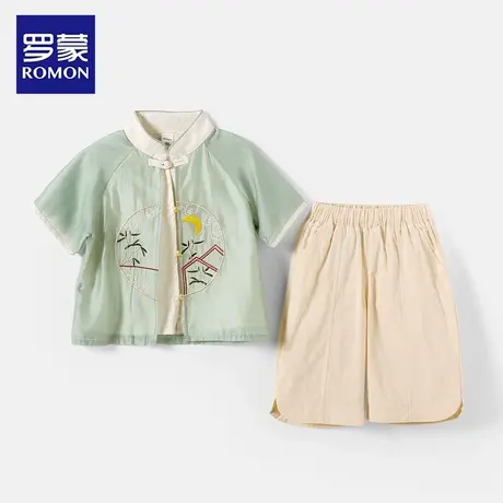 罗蒙男童汉服2024新款儿童套装洋气国风古装小男孩演出服唐装夏季图片