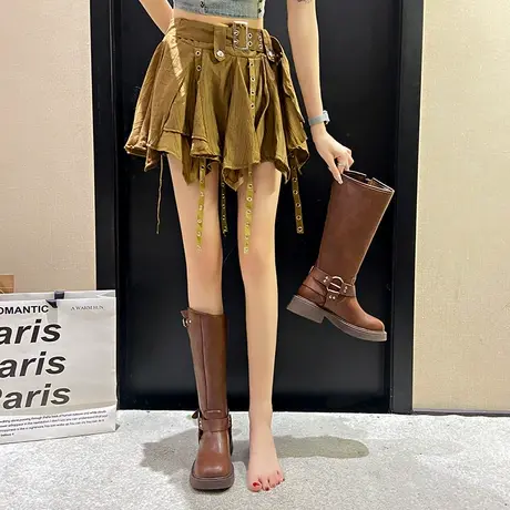 气质显瘦靴子女2023新款夏季小个子复古ins高筒靴粗跟西部牛仔靴图片